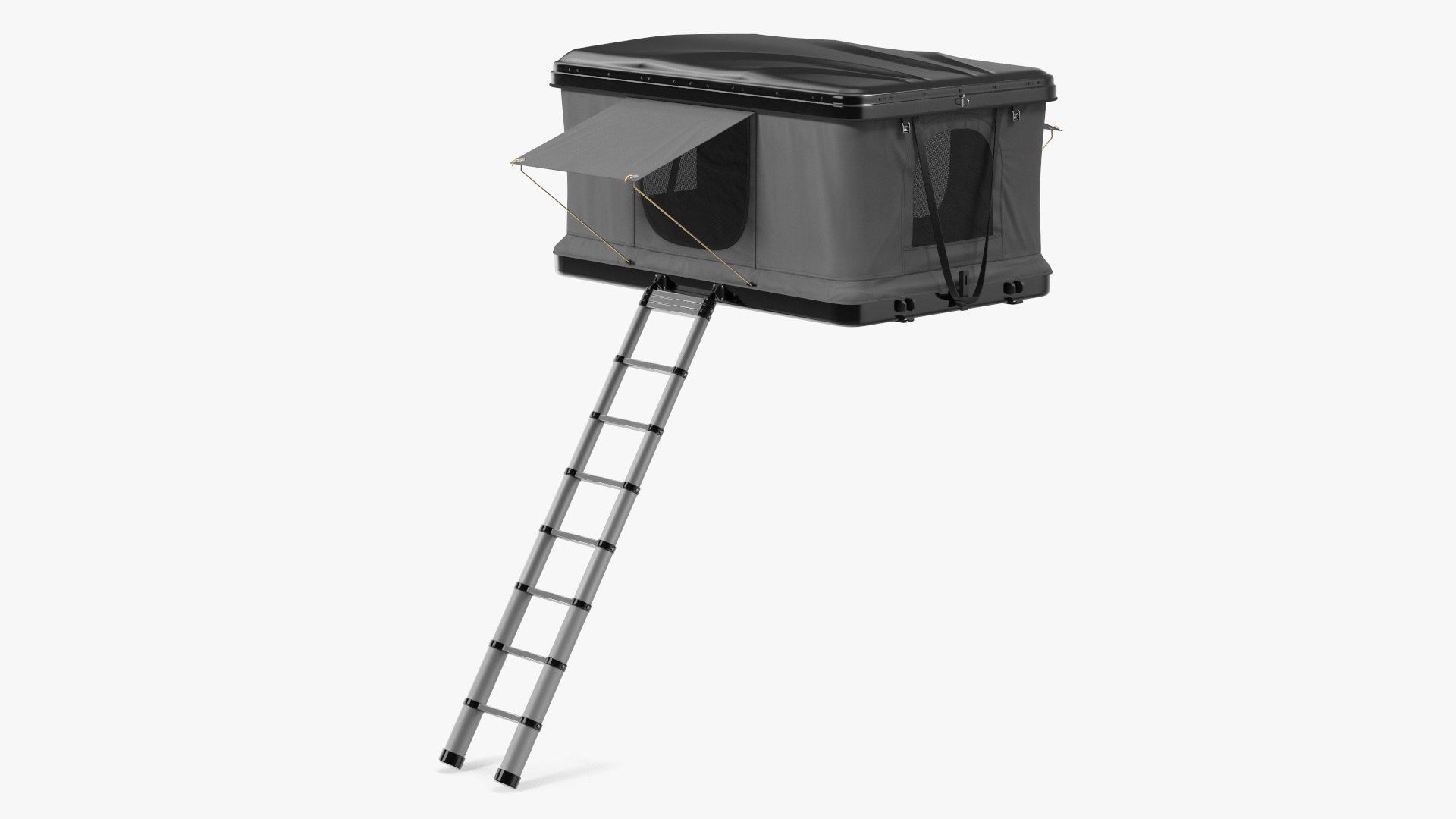 Rooftop Car Tent Grey Unfolded 3D model preview