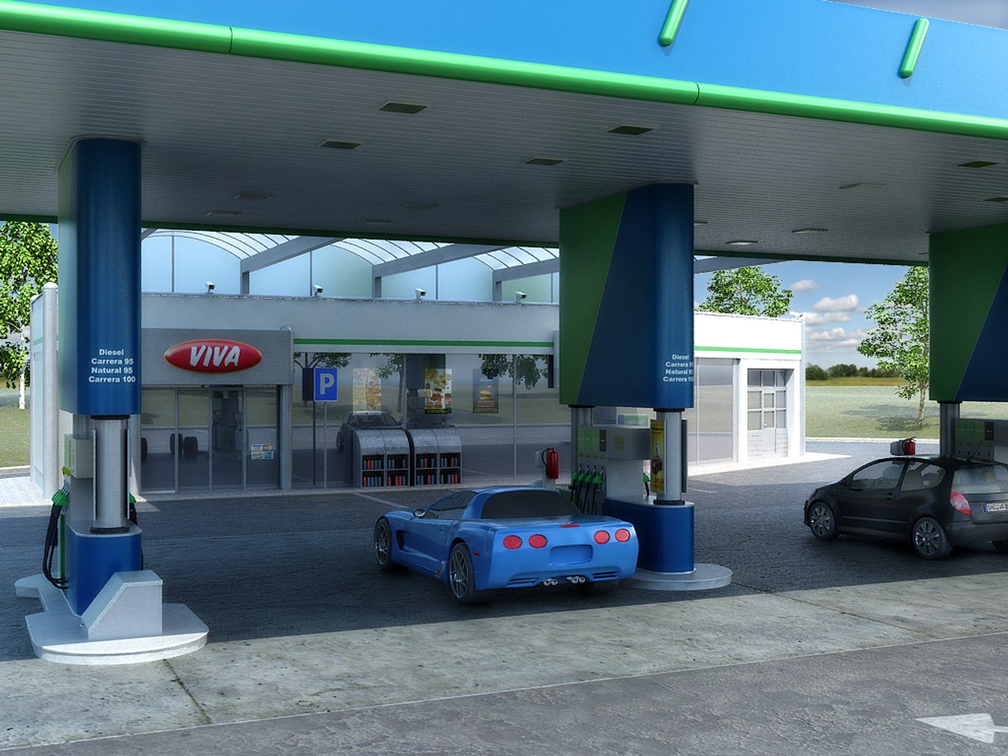 Omv Gas Station Day 3d Model