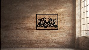 Cute Bear Cubs Wall Decor Art 3D model