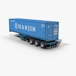 container 40ft chassis trailer 3D model