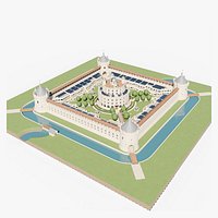 Castle Compound with Solar Roofs Moat and Round Palace