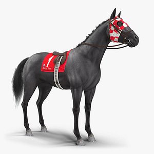 black racing horse animal 3D model