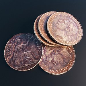 British One Penny coin from 1938