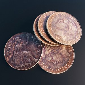 British One Penny coin from 1938
