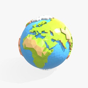 3D Low Poly Cartoon Earth model