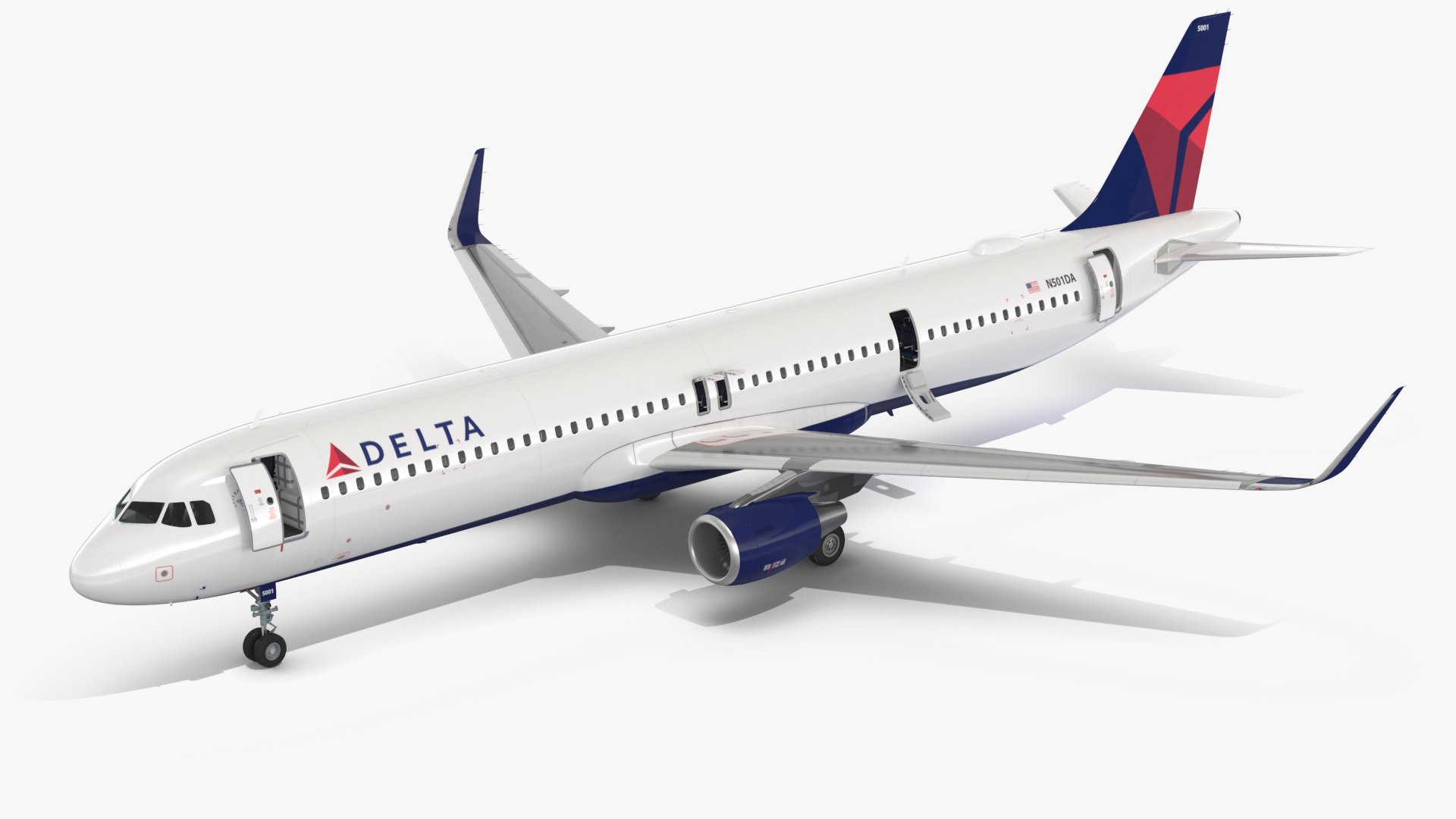 Delta Air Lines Airbus A321 NEO with Interior Rigged for Maya 3D model preview
