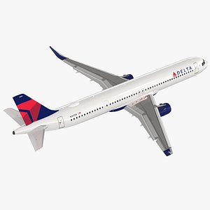 3D Delta Air Lines Airbus A321 NEO with Interior Rigged for Maya model