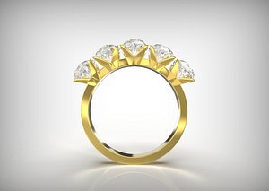 4 Gemstone butterfly Ring 3D model