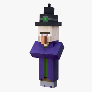 3D Minecraft Witch Rigged 3D Model Game Ready 4K PBR