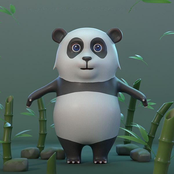 Desenhos animados panda 3d. engraçado panda gordo com pele fofa