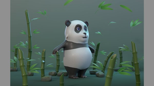 Urso panda bonito dos desenhos animados Modelo 3D $79 - .fbx .obj