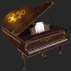 old antique grand piano 3D model