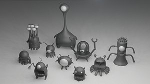 Alien Icons Collection 3D model
