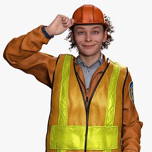 3D Female Construction Worker Character with Safety Vest model