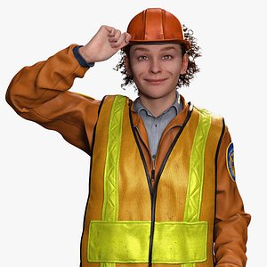 Female Construction Worker Character with Safety Vest