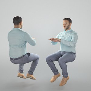 Man sitting and using laptop 357 3D model