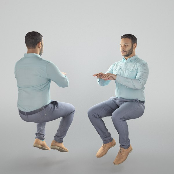 Man sitting and using laptop 357 3D model