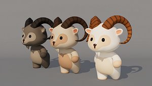 3D Rigged Cartoon Goat