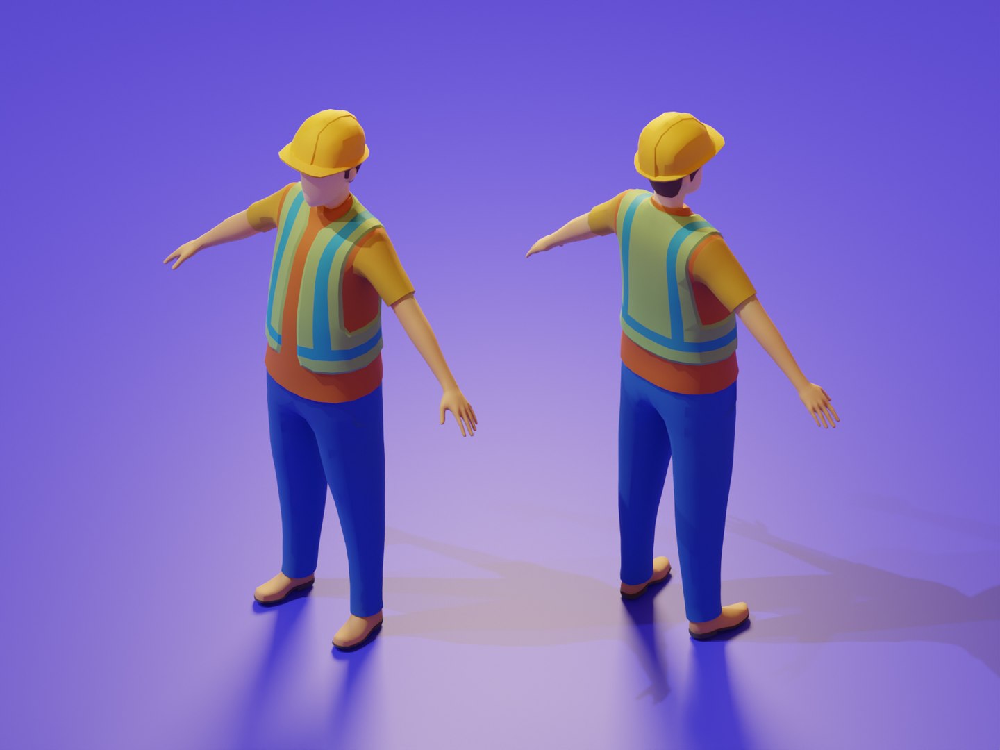 3D Model Low Poly 3D Stylized Character Construction Workers Isometric ...