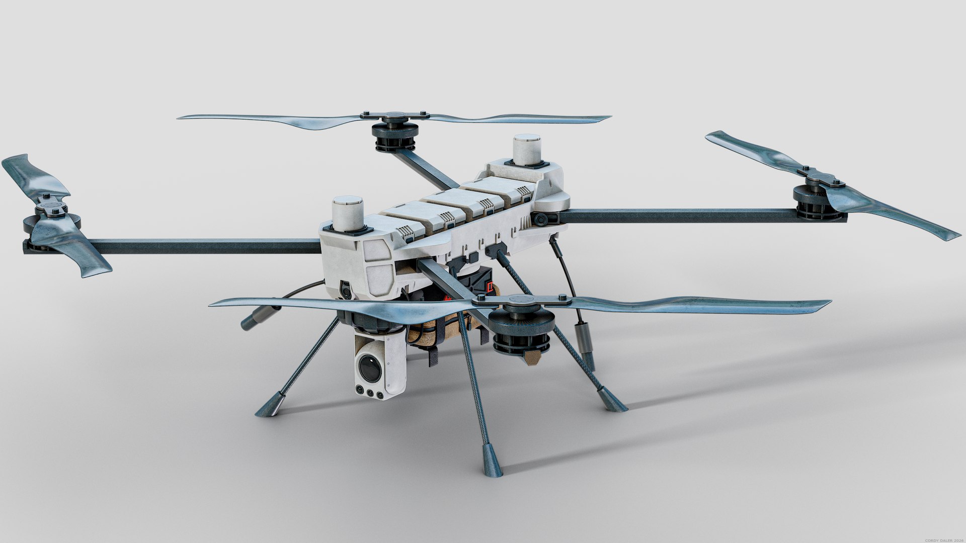 C100 Defense Heavy-Lift Military Quadcopter PBR model https://p.turbosquid.com/ts-thumb/48/OlXcuE/CV/q_viewport_000x/png/1765733337/1920x1080/fit_q87/f7527c3e5736878f3aee9c952b0efd7f3ec75dbb/q_viewport_000x.jpg