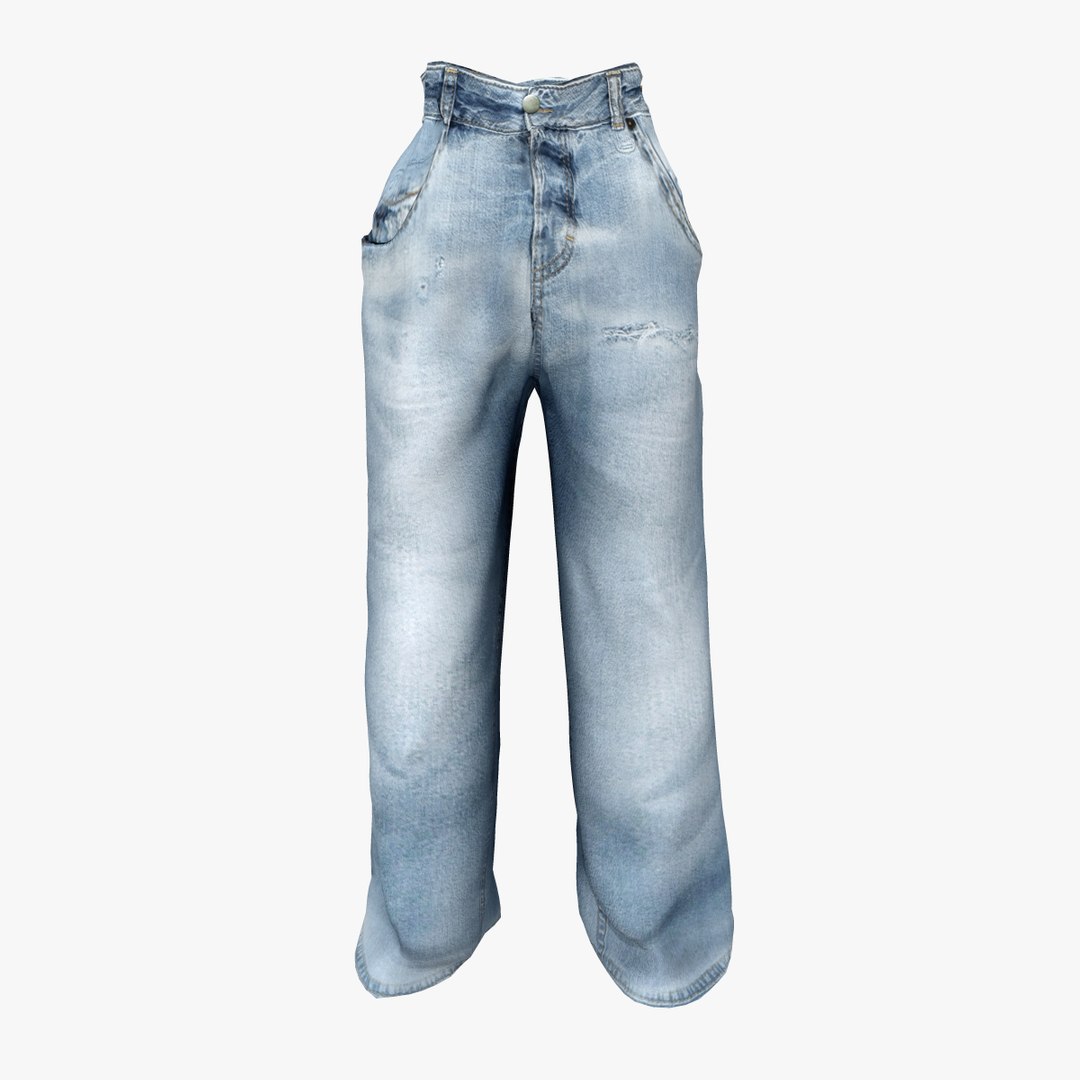 3D Women Oversize Jeans Pants - TurboSquid 1858552