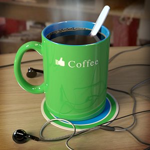 Green ceramic mug of coffee