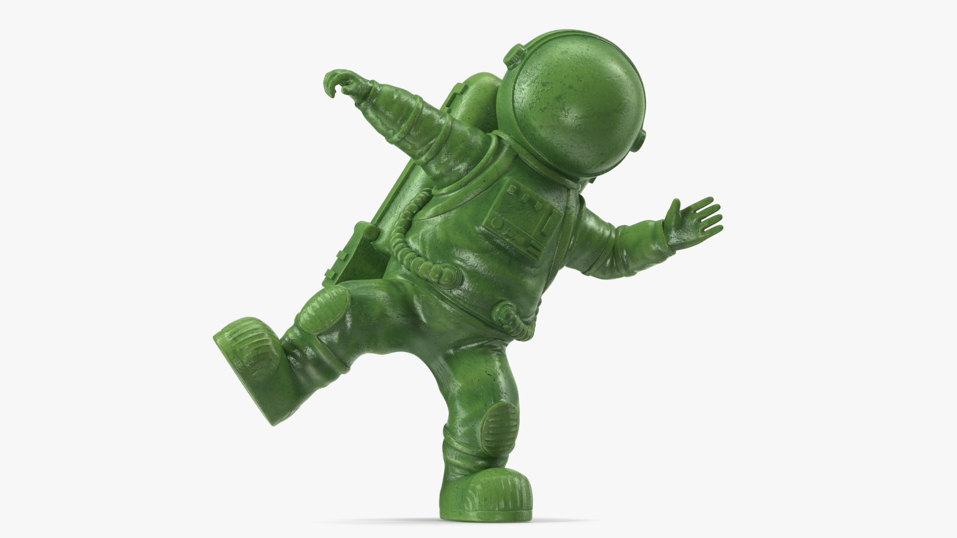 Astronaut Toy Character Green Dancing Pose 3D model preview