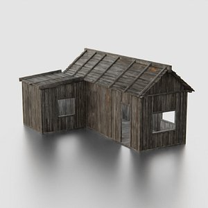 Old Wooden Medieval House Building 1 3D model