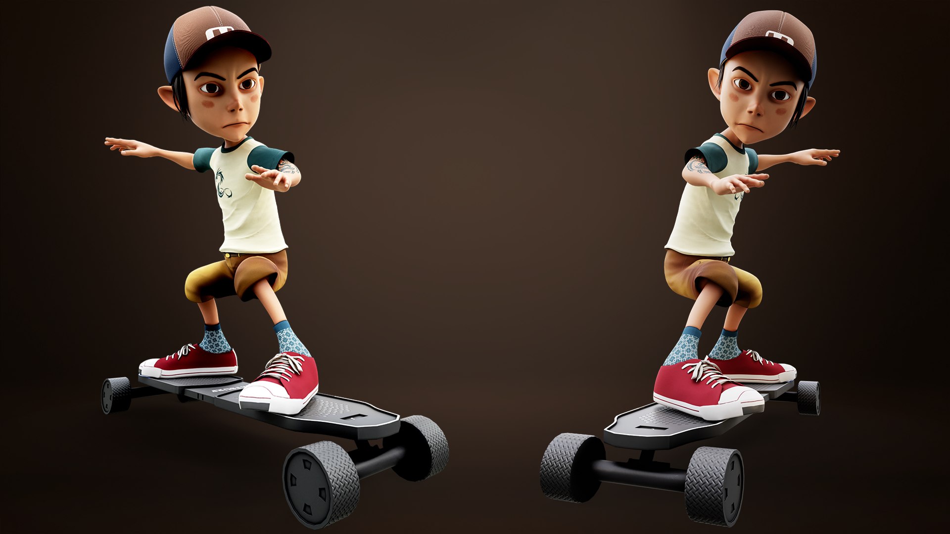 3D Cartoon Boy Character Rigging Facial Expressions Low-poly VR AR Low ...