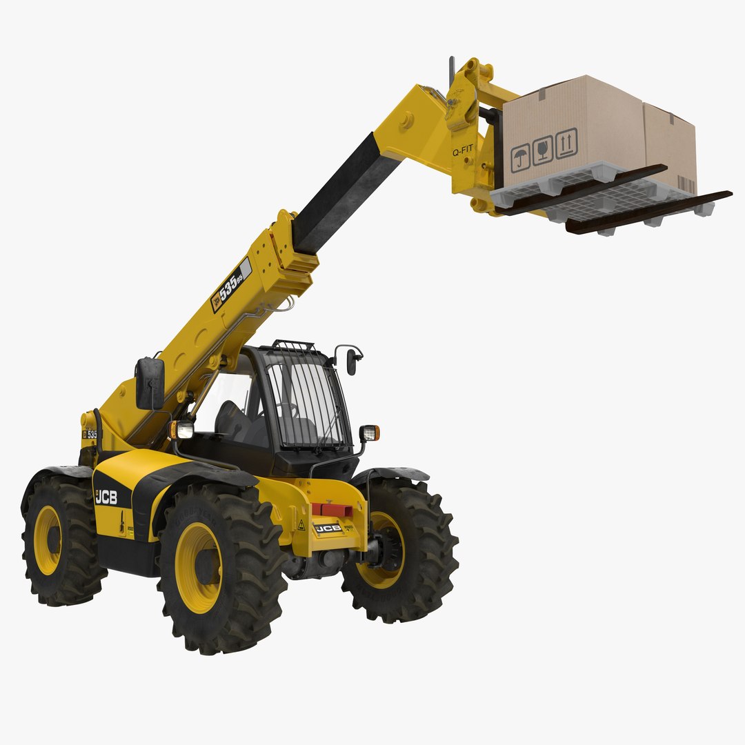 Telescopic Handler Forklift JCB 535 95 Yellow 2 3D model preview