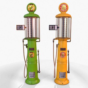 Retro Vintage Gas Pump service Station Low-poly