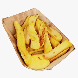 3D Potato dip dipping fried fry sauce with greens model