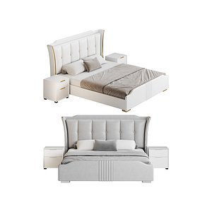 3D Wide Victorian Wingback Bed model