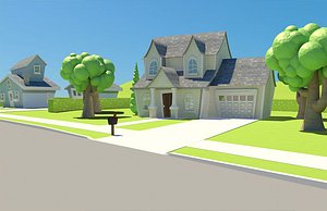 3d cartoon neighborhood houses model