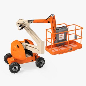 Telescopic Arm Work Platform Lift Orange Rigged for Maya