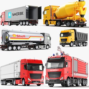 3D Detailed Six Trucks model