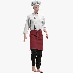 male chef uniform with texture and smart material 3D