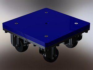 4-Wheel Platform Dolly without Handle 3D