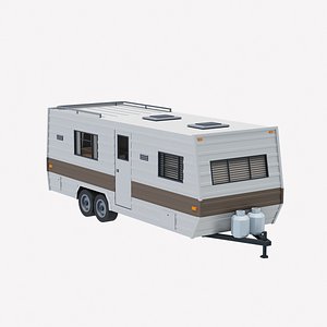 3D Big Camper Trailer Classic Stylized model