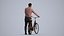 00254Daud0013 - Homme caucasien adulte se déplaçant à vélo en tenue décontractée de mi-saison