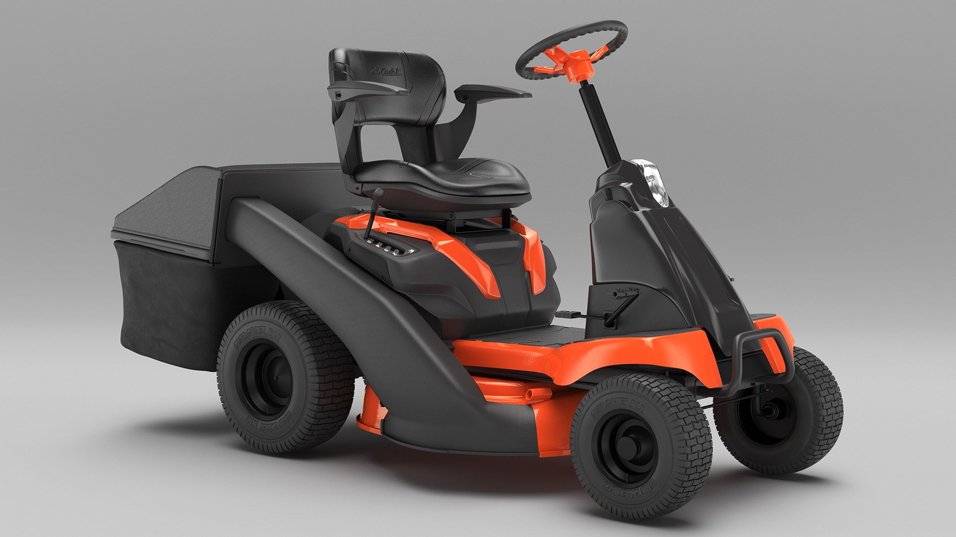 3D Electric Rider Lawn-Mower Orange With Grass Collection Bag Model ...