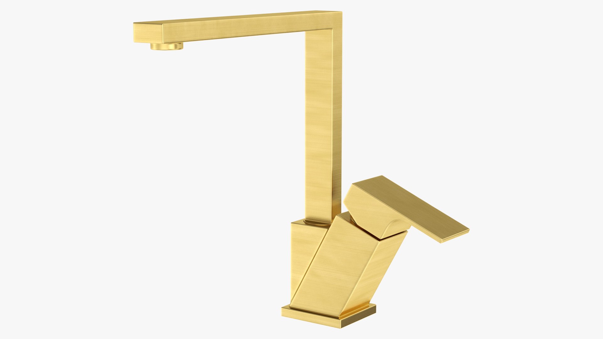 Angular Single Lever Kitchen Mixer Tap Brass 3D model preview