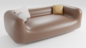 3D Eco-leather sofa with very soft filling in brown tones