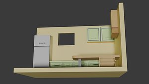 3D Simple Isometric Kitchen Room