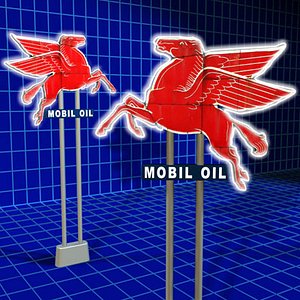 Mobil Oil Gas Station Road Sign 01