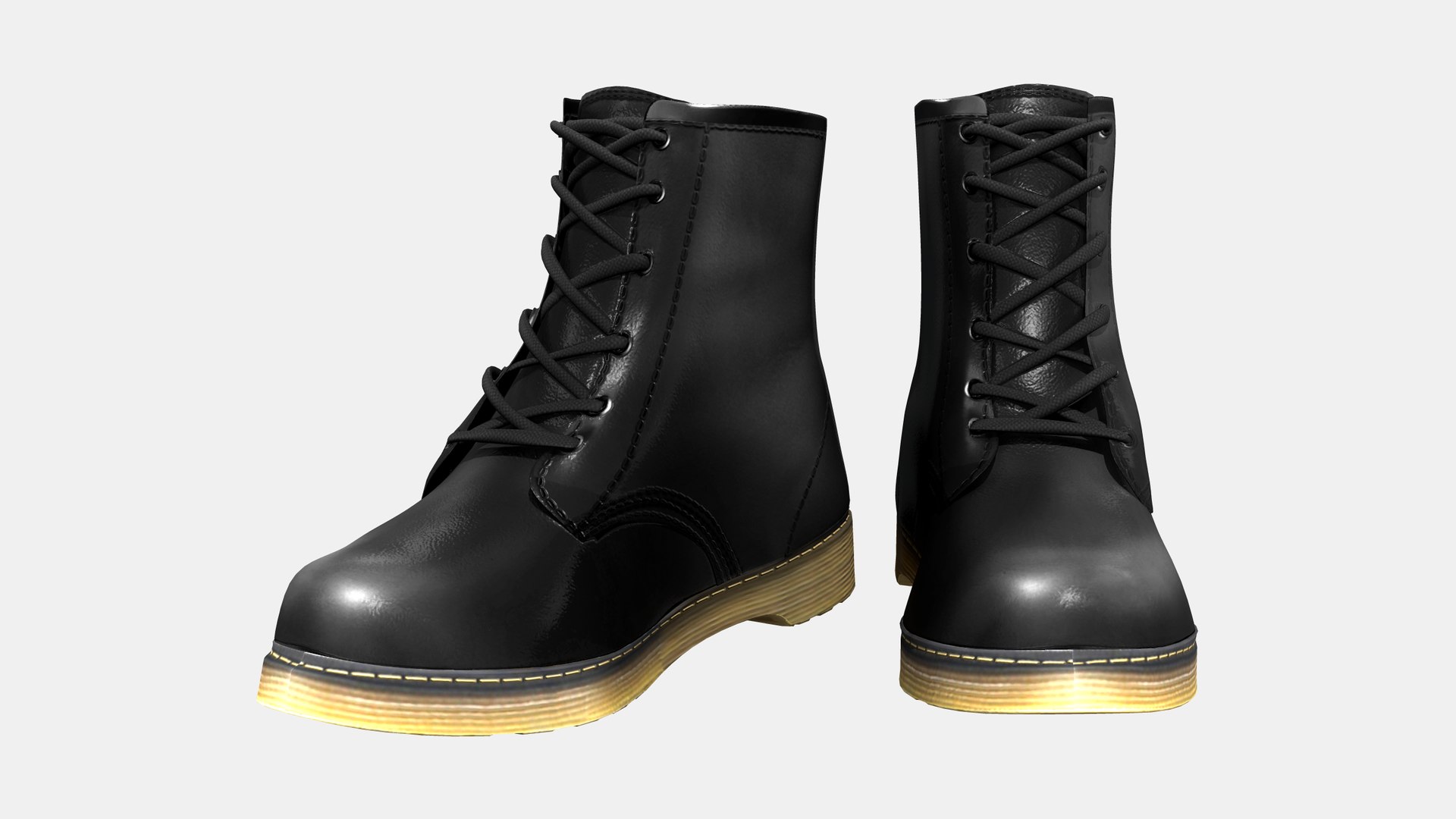 Doc Martens Boots model https://p.turbosquid.com/ts-thumb/4A/O5NcMX/B0/preview2/png/1638206268/1920x1080/fit_q87/0b7938624d05c13aecb284b79d2c07e28db178a4/preview2.jpg