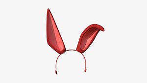 Furry Ears Tiara G10 Red - Headband Character Design 3D