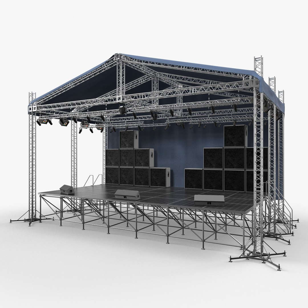 Concert Scene with Equipment 3D Model 3D model preview