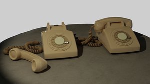 3D old rotary phone model