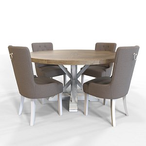 3d dining table lyon chair model